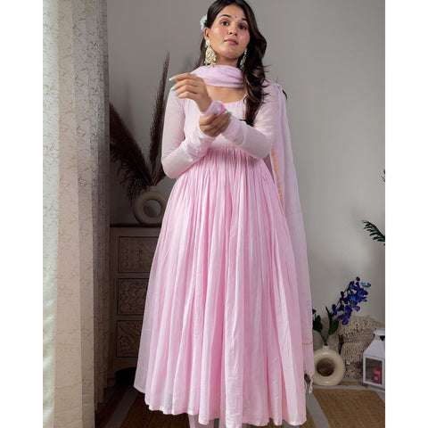 BABY PINK PURE SOFT FOX GEORGETTE FABRIC FULLY FLAIR ANARKALI,WITH DUPPTA SET, READY TO WEAR