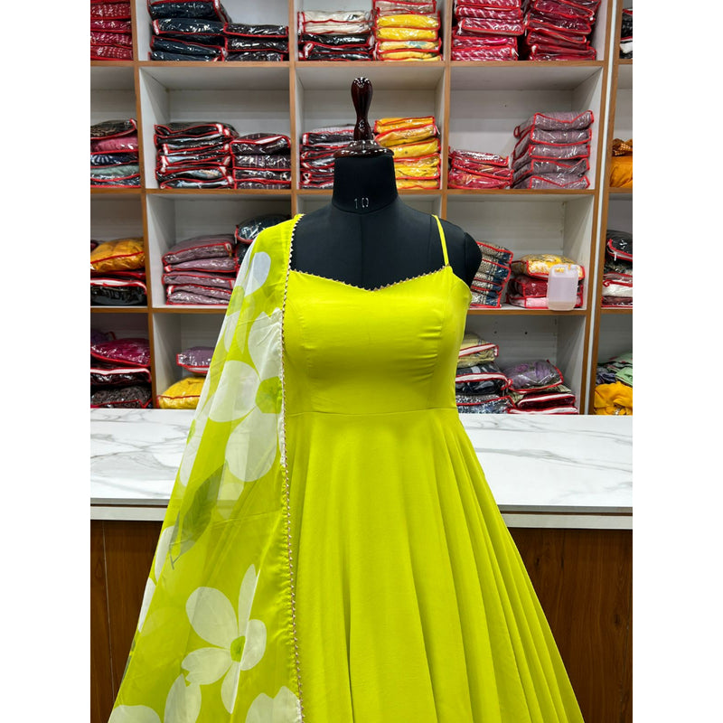 NEW SUMMER SPECIAL NEON LIRIL COLOUR PURE SOFT FOX GEORGETTE FULLY FLAIR GOWN,DUPPTA SET