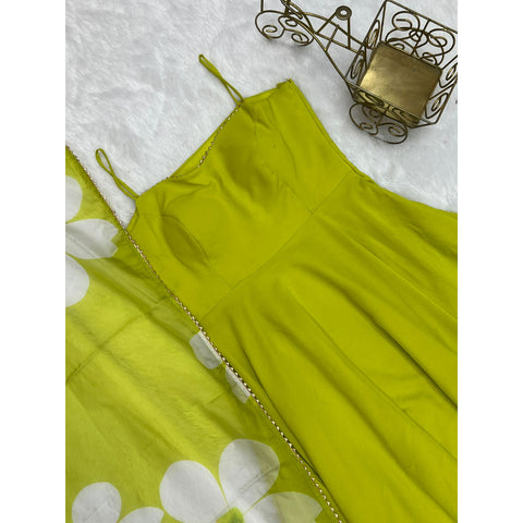 NEW SUMMER SPECIAL NEON LIRIL COLOUR PURE SOFT FOX GEORGETTE FULLY FLAIR GOWN,DUPPTA SET