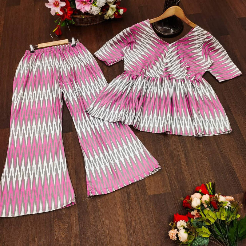 Pink Color Heavy Poly Reyon With Digital Printed Coord Set