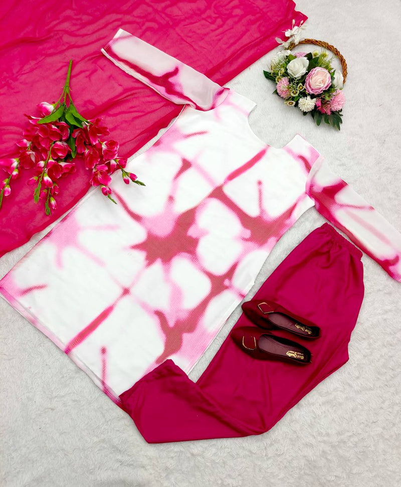 Pink Color Sudidar Pent Style Dupatt Set