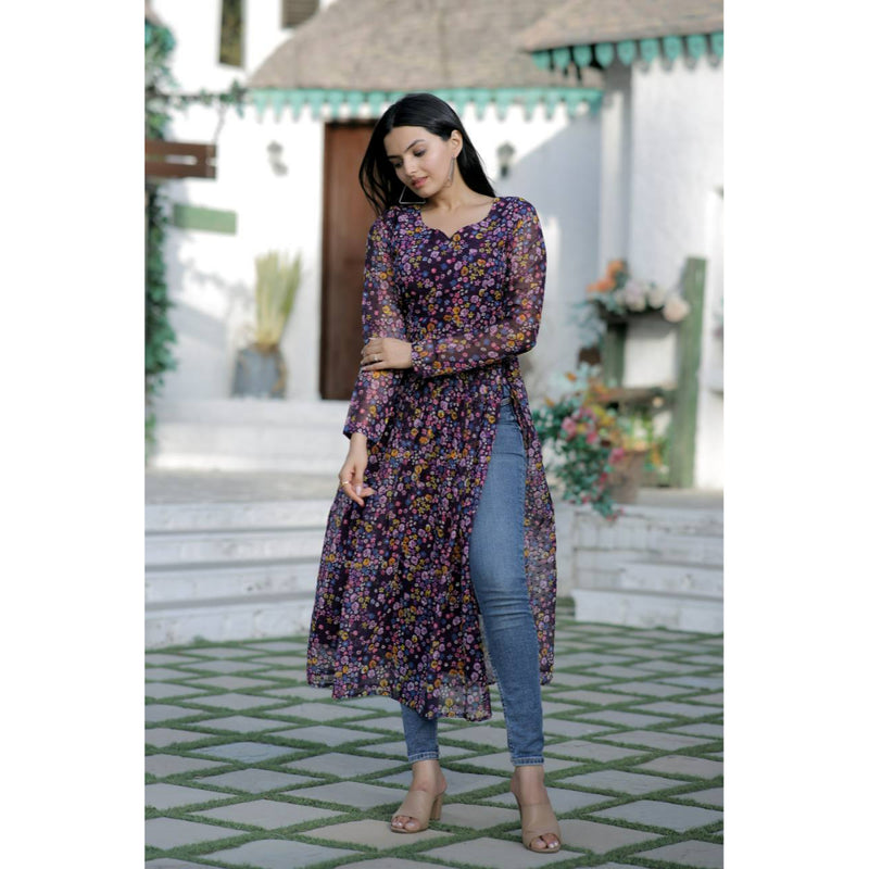 Wine Color More Butti with Ditsy Floral Degital printed Nayra Cut Kurt –  Ennayou.com