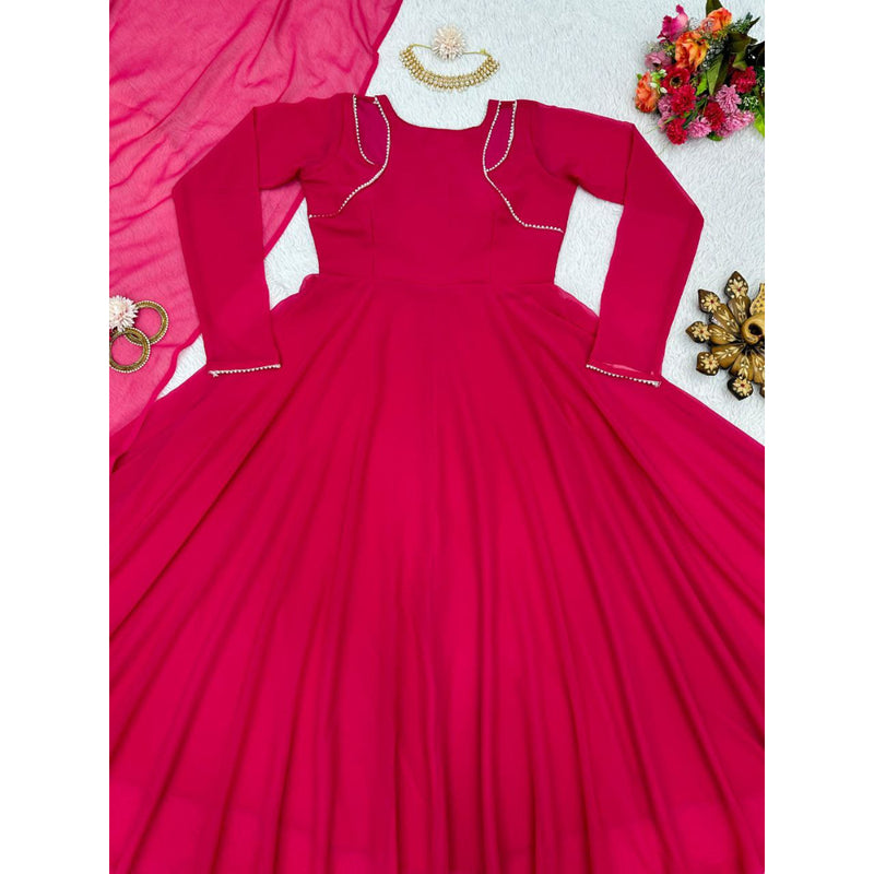 NEW PINK COLOR  BEAUTIFUL ANARKALI DRESS AND DUPATTA SET READY TO WEAR