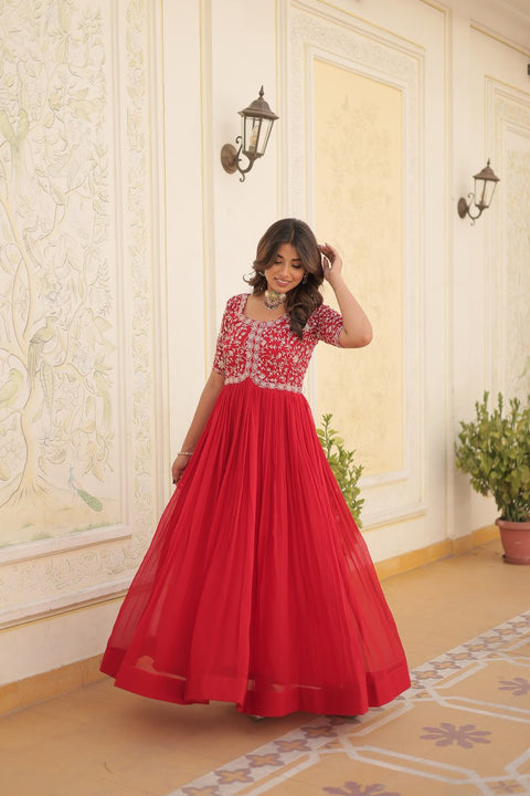 Designer Gown is luxury clothing Considered to be high quality Made by Zari-Thread &amp; Sequins Embroidery