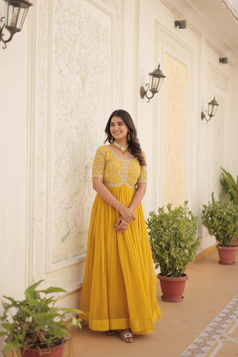 Yellow Color Designer Gown is luxury clothing Considered to be high quality