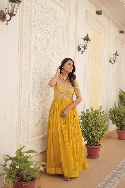 Yellow Color Designer Gown is luxury clothing Considered to be high quality