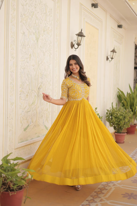 Yellow Color Designer Gown is luxury clothing Considered to be high quality