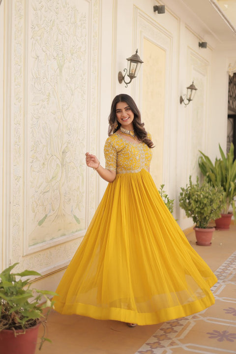 Yellow Color Designer Gown is luxury clothing Considered to be high quality