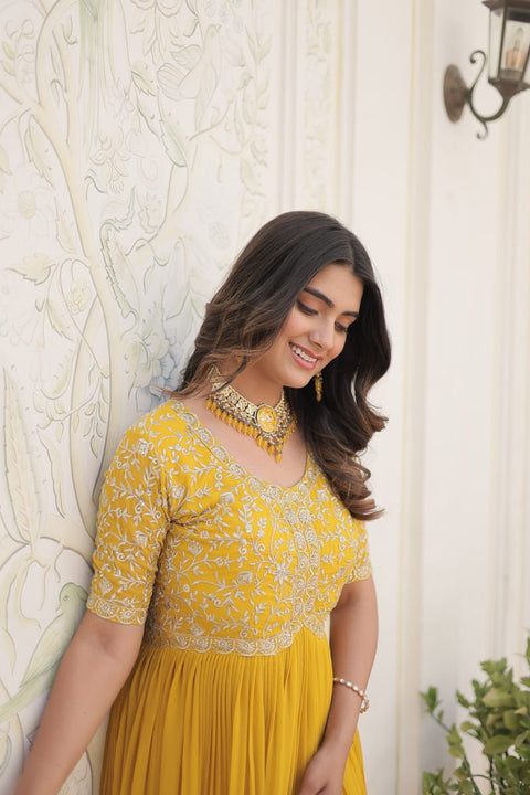 Yellow Color Designer Gown is luxury clothing Considered to be high quality