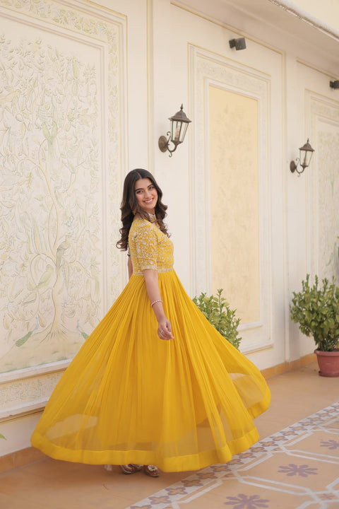 Yellow Color Designer Gown is luxury clothing Considered to be high quality