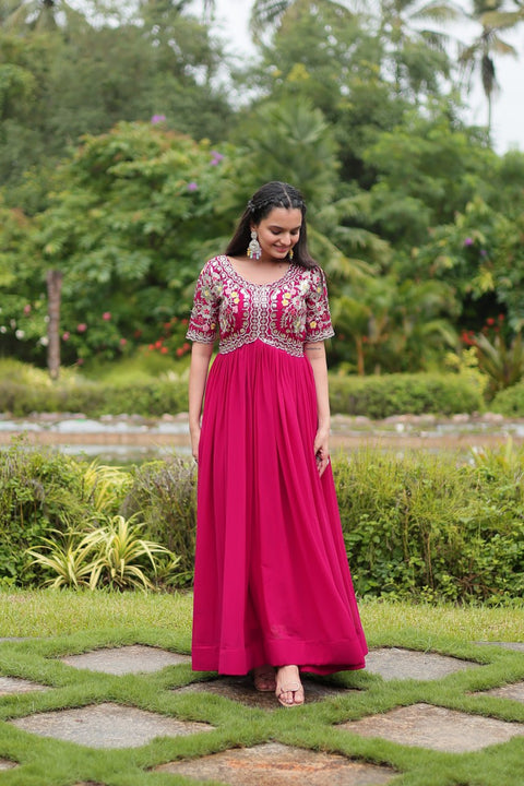 Designer Gown is luxury clothing Considered to be high quality Made by Zari-Thread & Sequins Embroidery