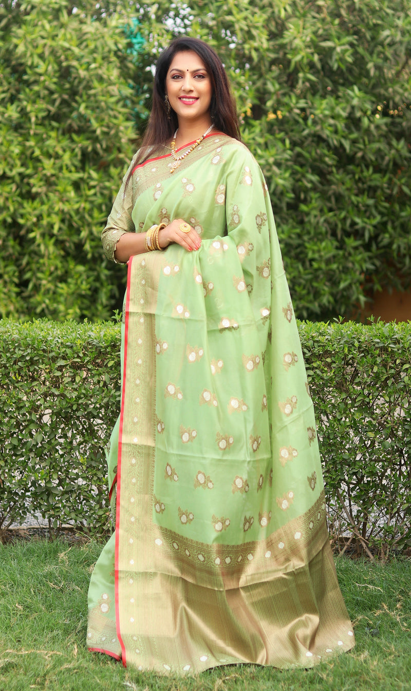 Green New Design With New Concept Organza Sarees