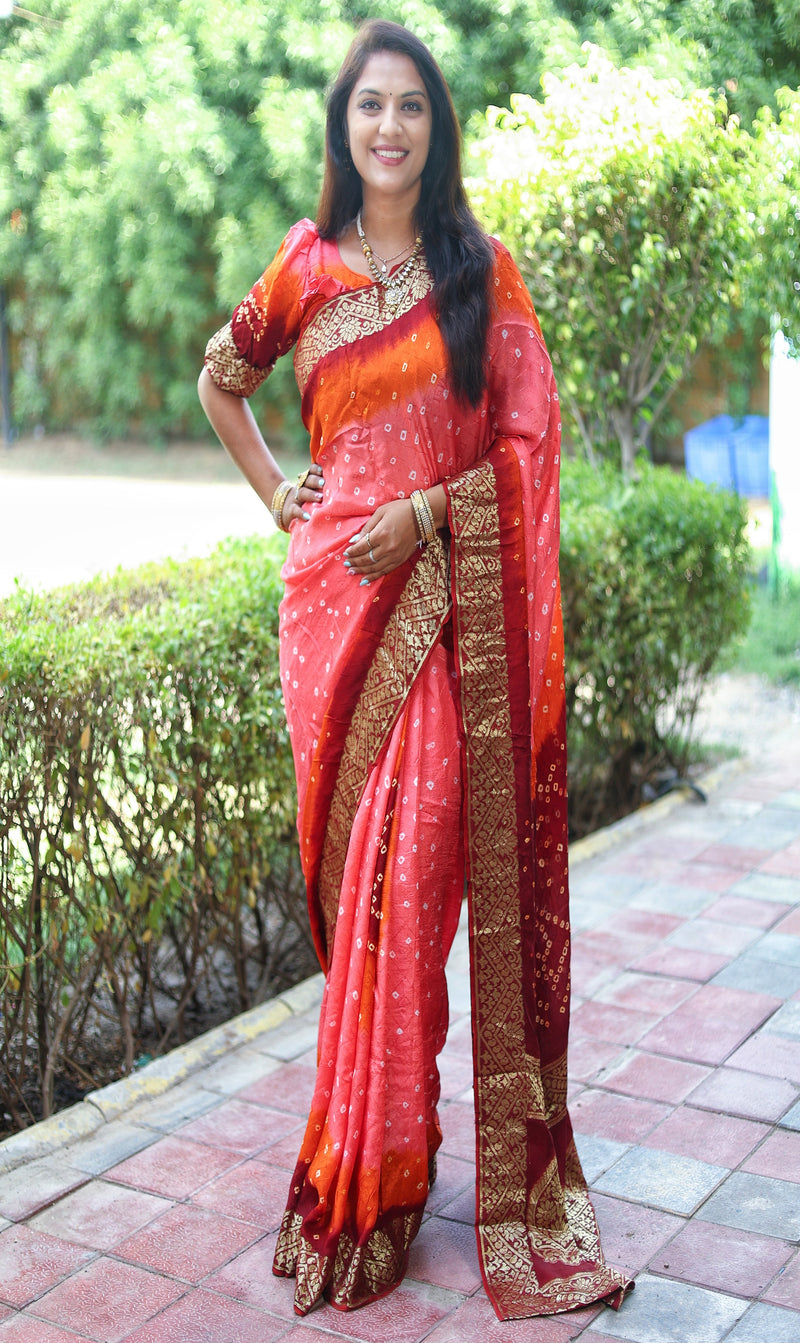 Maroon Pink Pretty And Beautiful Bandhej Boutique Series