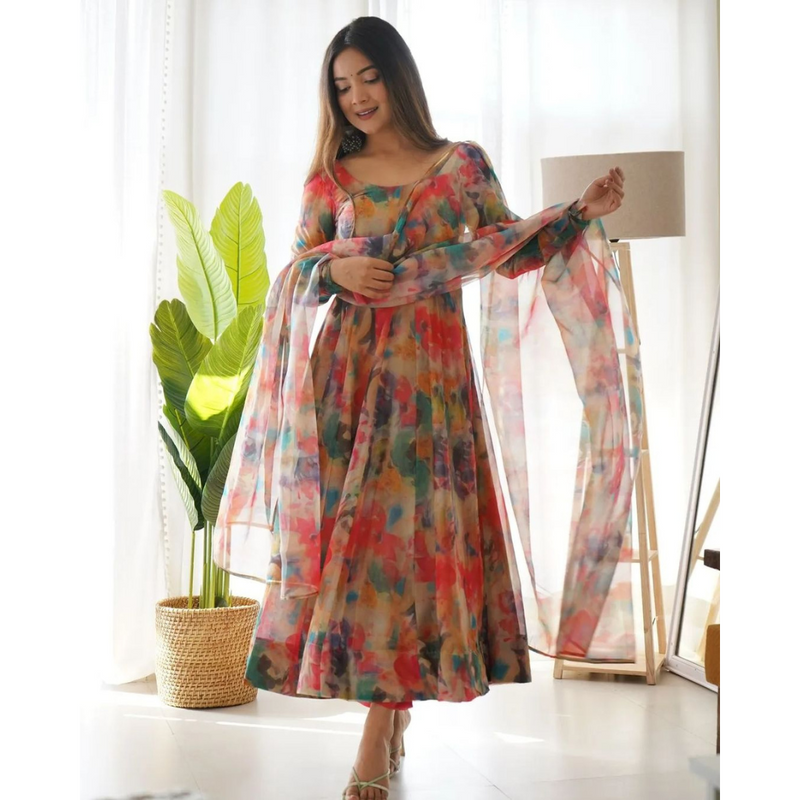 Buy Multi Color Embroidery V Neck Floral Print Kurta Set For Women by Gopi  Vaid Online at Aza Fashions.