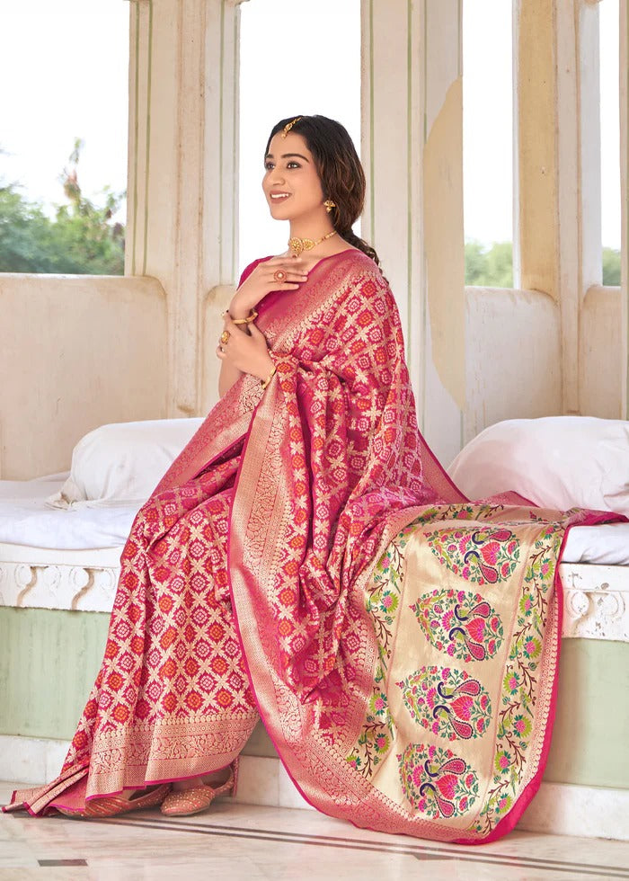 Buy online Women's Self Design Pink Colored Saree With Blouse from ethnic  wear for Women by Sangam Prints for ₹2089 at 68% off | 2024 Limeroad.com