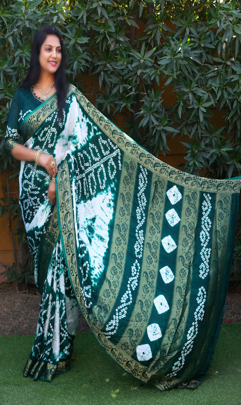 Green Beautiful Original Sibory with Bandhej for Boutique series